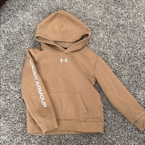 Under Armour Tan Pullover Hoodie with White Logo